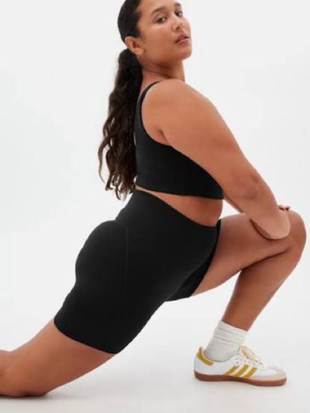 High-Rise Black Women's compressive Run Shorts
